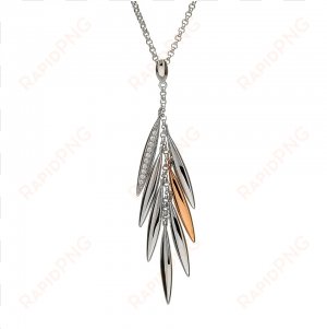 your - sterling silver & rose gold feather drop earrings.