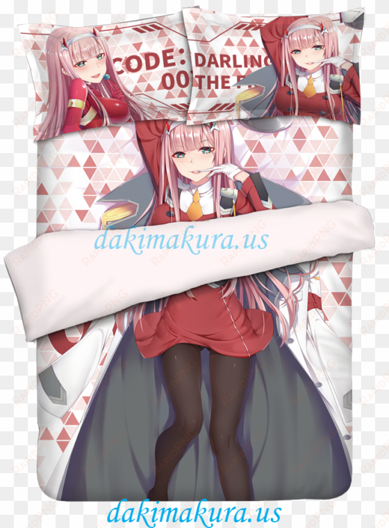 zero japanese anime bed sheet duvet cover with pillow - pościel darling in the franxx