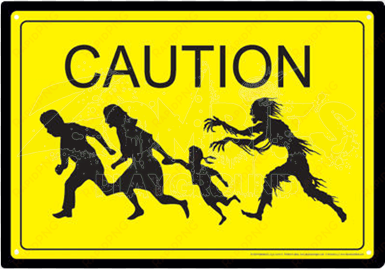 zombie caution metal sign - poster zombie