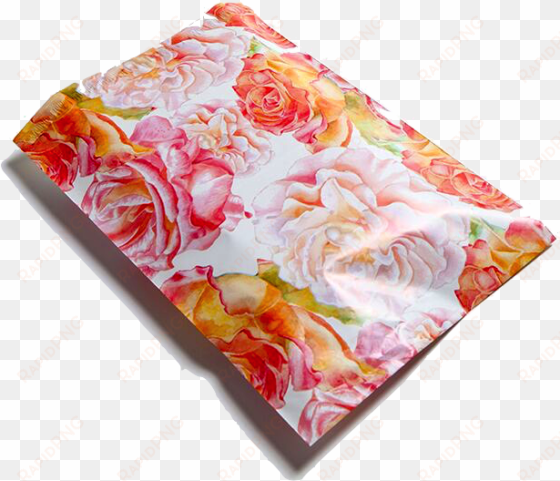 zoom - (25)- 10 x 13 water color flower designer poly mailers